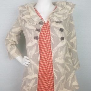 Cream/gray hummingbird wool sweater jacket